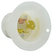7556 White Inlet Flanged Locking, 3P 3W Non-Nema 15A 125V 1