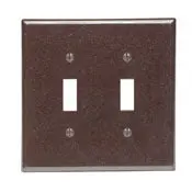 80509 Brown 2-Gang 2-Toggle Wallplate, Midway Size 1