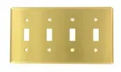 81012 Brass Wallplate 4-Gang, 4-Toggle, Satin Finish, Standard Size 1