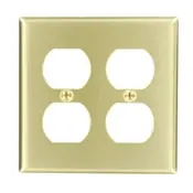 81016 Brass Wall Plate - 2 Gang 2 Duplex, Satin Finish, Standard Size 1