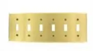 81036 Brass Wallplate - 6 Gang 6 Toggle Standard Size, Satin Finish 1