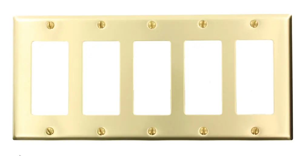 81423 Brass Satin 5-Gang Decora Standard Size Wallplate 1