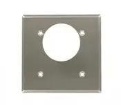 84022 Stainless Steel Wallplate, 2-Gang Power Outlet, Standard Size, 2.15" Hole 1