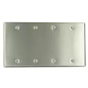 84064 Stainless Steel 4-Gang Wallplate, Blank Box Mount, Standard Size 1
