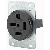 8450 Black Receptacle Single Flush Mount 3-Pole 4-Wire 50A 250V 1