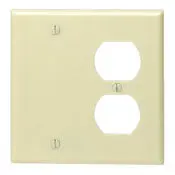 86008 Ivory Wallplate - 2-Gang 1-Duplex 1-Blank Box Mount 1