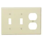 86021 Ivory Wallplate - 2 Gang, 2 Toggle, 1 Duplex, Standard Size 1