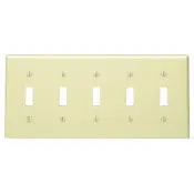 86023 Ivory Wallplate - 5-Gang, 5-Toggle, Standard Size 1