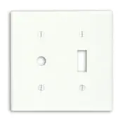 86077 - Ivory Wallplate, 2-Gang: 1 Toggle, 1 Tel/Cable 406 Hole Strap 1