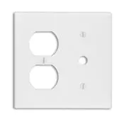 86078 Ivory Wallplate - 2-Gang, 1-Duplex, 1-Tel/Cable, 406 Hole Strap 1