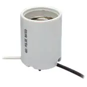 8756 White Glazed Porcelain Lampholder, 14Ga Sew2, 12", 1500W 600V 1
