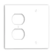 88008 White Wallplate - 2-Gang, 1 Duplex, 1 Blank, Standard Size 1