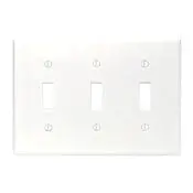 88011 White Wallplate 3-Gang 3-Toggle Standard Size 1