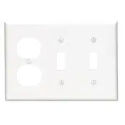 88021 White Wallplate - 3 Gang, 2 Toggle, 1 Duplex, Standard Size 1