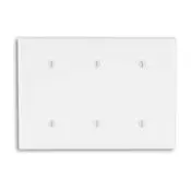 88035 White Wallplate - 3-Gang, 3-Blank, Strap Mount, Standard Size 1