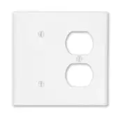 88087 White Wallplate - 2-Gang, 1-Duplex, 1-Blank, Strap Mount, Standard Size 1