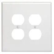 88116 White Wallplate - 2-Gang 2-Duplex Oversized 1