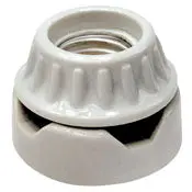 9880 White Glazed Porcelain Lampholder With Bronze Nickel Plated Screw Shell, 600W 250V 1