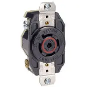 Black Receptacle L23 20R, 4-Pole 5-Wire, 3-Phase, 20A, 347/600V 1