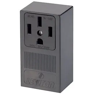 Black Receptacle Single Surface Mount - 3 Pole 4 Wire - 50A 125/250V 1