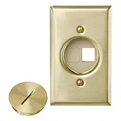 Brass Duplex Floor Box Jack Housing With 1 Blank Filler 1