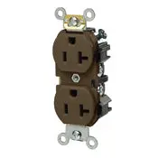 Brown Receptacle Duplex T-Slot 2-Pole 3-Wire 20A 125V 1