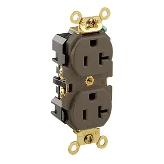 Brown Receptacle Duplex T-Slot 2-Pole 3-Wire 20A 125V 1