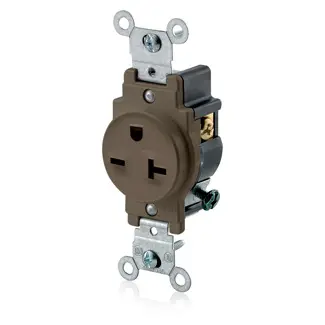 Brown Receptacle Single 2-Pole 3-Wire 6-20R 20A 250V 1