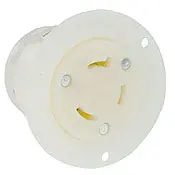 Electric Supply: White Outlet Flanged 2-Pole 3-Wire L8-30R 30A 480Vac 1
