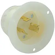 Flanged Black Inlet 2345 - 2 Pole, 3 Wire, L8-20P, 20A, 480Vac 1
