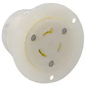 Flanged White Outlet 2-Pole 3-Wire L8 20R 20A 480Vac 1