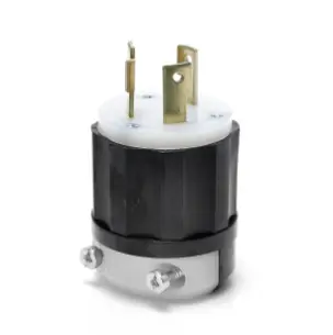 Locking Plug, 30 Amp, 277 Volt, Industrial Grade, Black & White - Durable, Reliable, Grounding (Leviton) 1