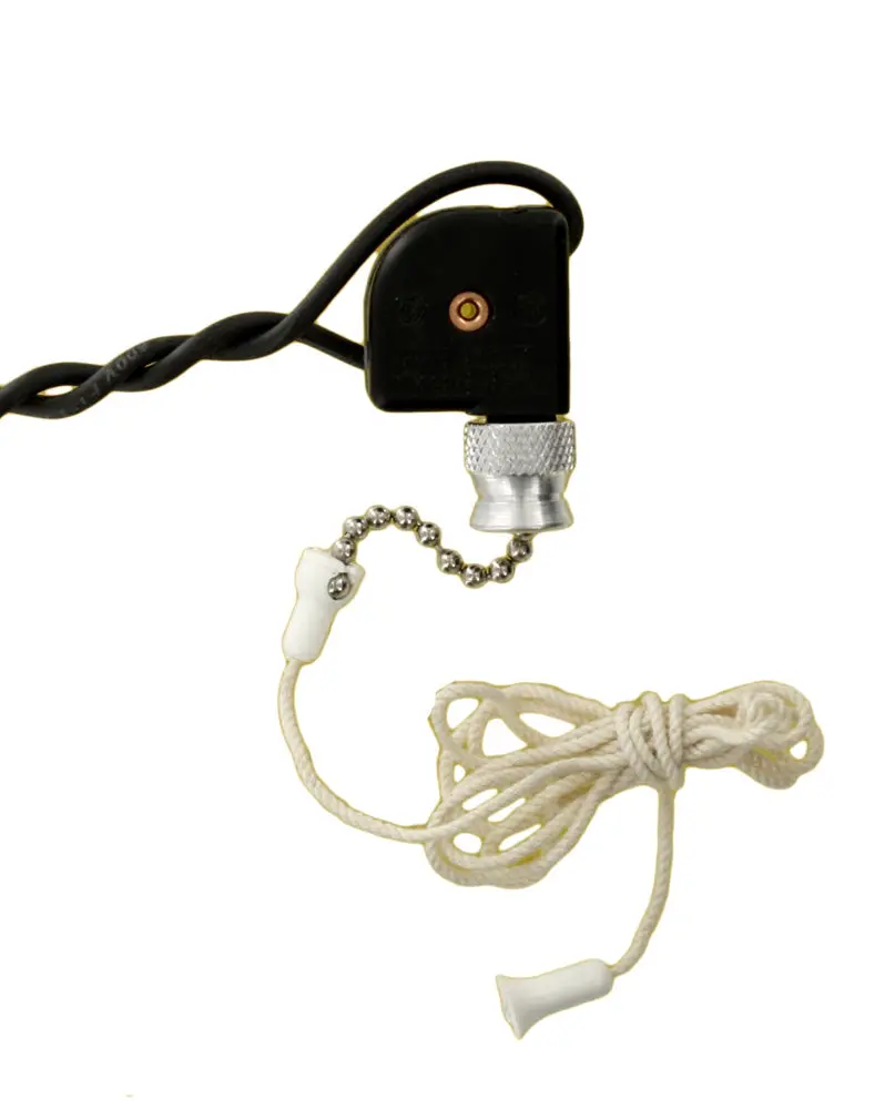 Nickel Pullchain Switch - On/Off, 18Ga 6" Leads, 3/8-27 Bushing 1