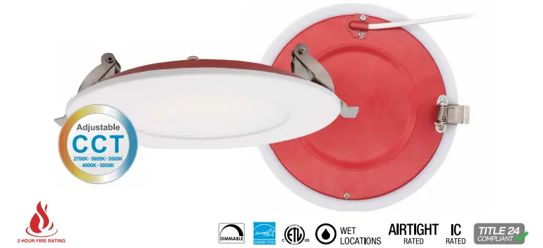 Ortech 4” Led Fire Rated Recessed Downlight - With Adjustable Cct 1