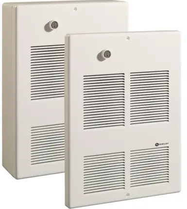 Commercial Wall Fan Heater 2000W 208V 1Ph White, Stat 1P 1