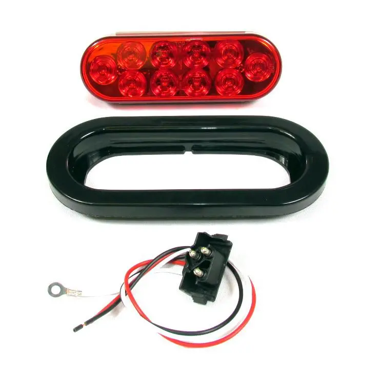 6" Oval Red Led Light W/10 Leds - 24 Volts For Marker/Tail/Stop/Turn Light 1