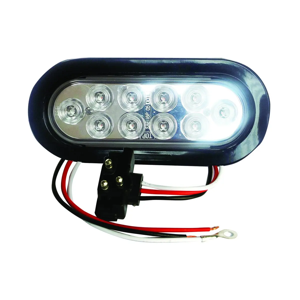 6" Clear Lens Oval White Backup Led Light - 24 Volts - 10 Leds 1