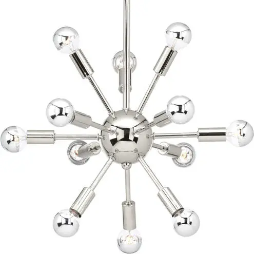 Ion 12 Light 14 Inch Polished Nickel Chandelier Ceiling Light, Design Series 1