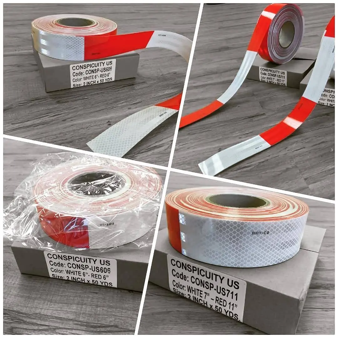 Dot-C2 2" X 150' Red & White Reflective Conspicuity Tape For Trucks & Trailers 1
