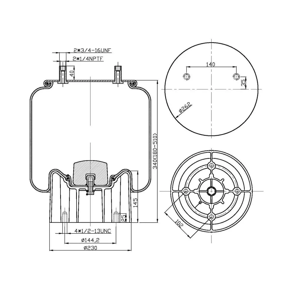 Fortpro Air Spring Replaces 8755, 1R13-124 | F245592 2