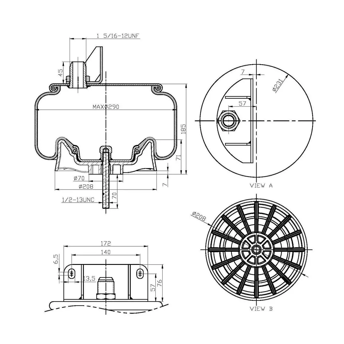 Fortpro Air Spring Replaces 9622, 1R11-221 | F245569 1