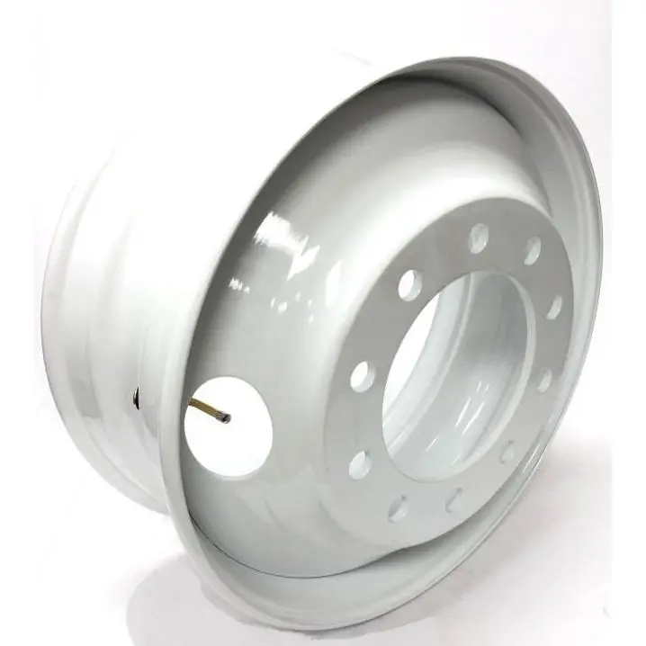 White Steel Wheel 24.5" X 8.25" 10 Bolts - Hub Pilot, 2 Hand Holes 1