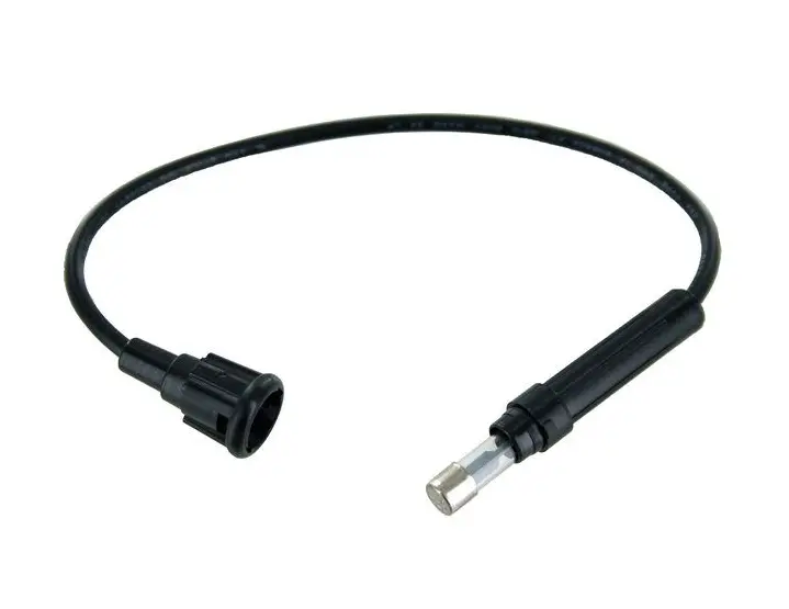 20A Inline Glass Fuse Holder With 8" Leads - Black, Sfe 1