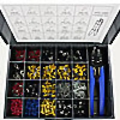 Metal Kit Box W/ Scoop Compartments; Hts-1000 Crimping Tool; 500 Assorted Vinyl Insulated Terminals And Connectors 1