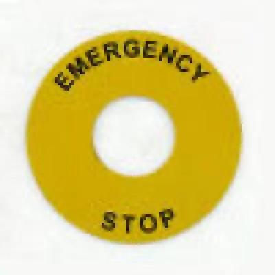 Push Buttons Rnd Legd Plate, 60Mm Dia, Al, Emgc Stop 1