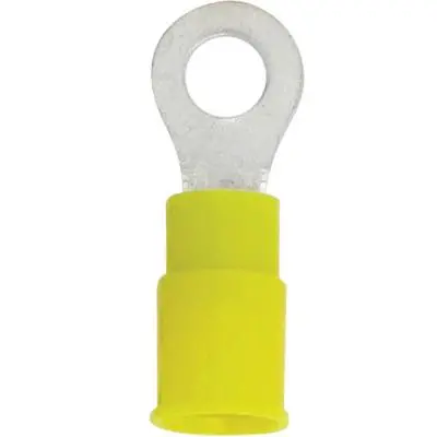 Pvc Yellow Crimp Ring Terminals 12-10, 100 Pack - High Quality 1