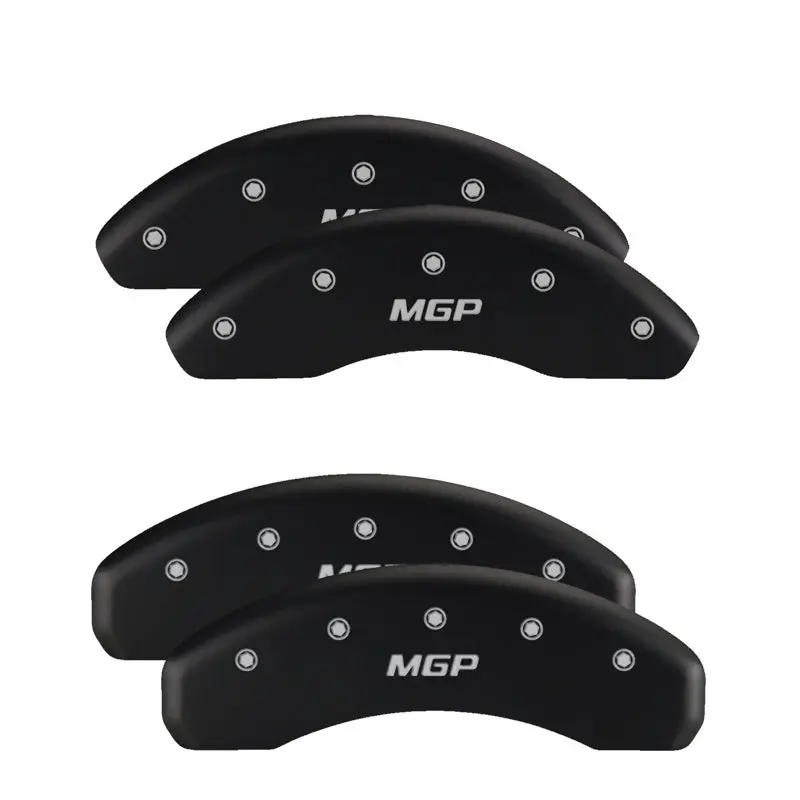 Mgp Engraved 4-Piston Caliper Covers – Front & Rear, Mopar-Specific Fitment, Black Finish With Silver Accent Detailing 1