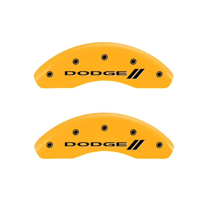 Mgp Engraved 4-Caliper Cover Set For 2001 Dodge Stratus – Front & Rear, Dodge Yellow With Black Stripes 1