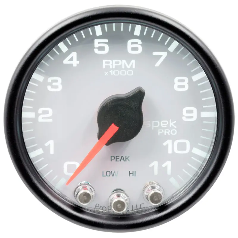 Autometer Spek-Pro 2-1/16″ Tachometer – 11,000 Rpm, Shift Light & Peak Memory, White/Black Dial 1