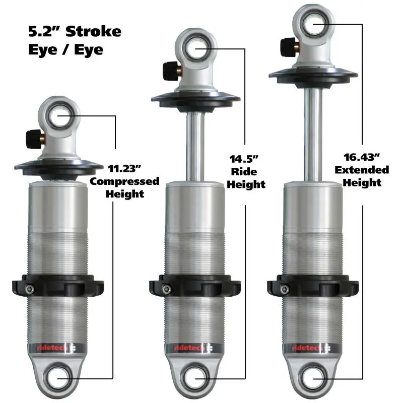 Ridetech Hq Series 2.5In Diameter Coilover Shock With 5.2In Travel And Eye-To-Eye Mounting 1